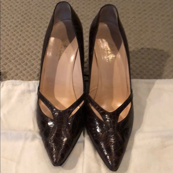 Dark chocolate crocodile heel